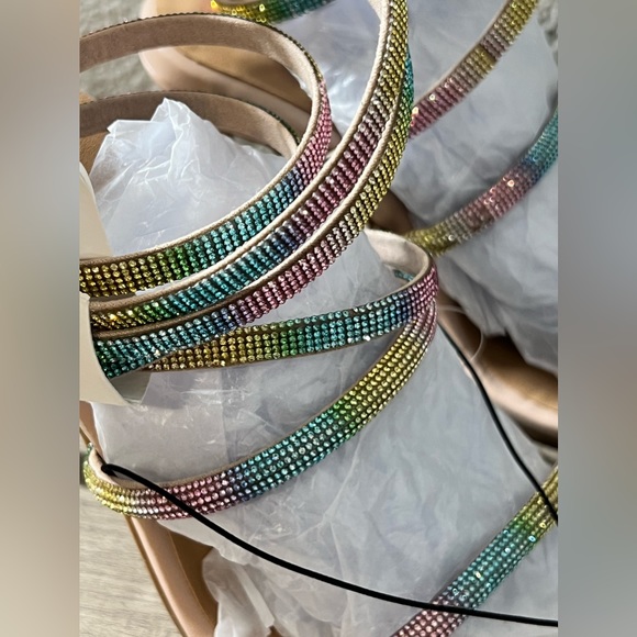 Torrid Lace Up Embroidered Heel Sandal rainbow sparkle rhinestone lace up 9WW - Picture 13 of 13